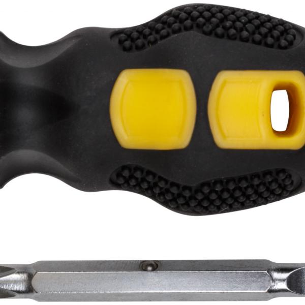 Отвертка 6х40 мм ph2/sl6 c переставным жалом "коротыш", crv сталь, прорезиненная ручка 56226